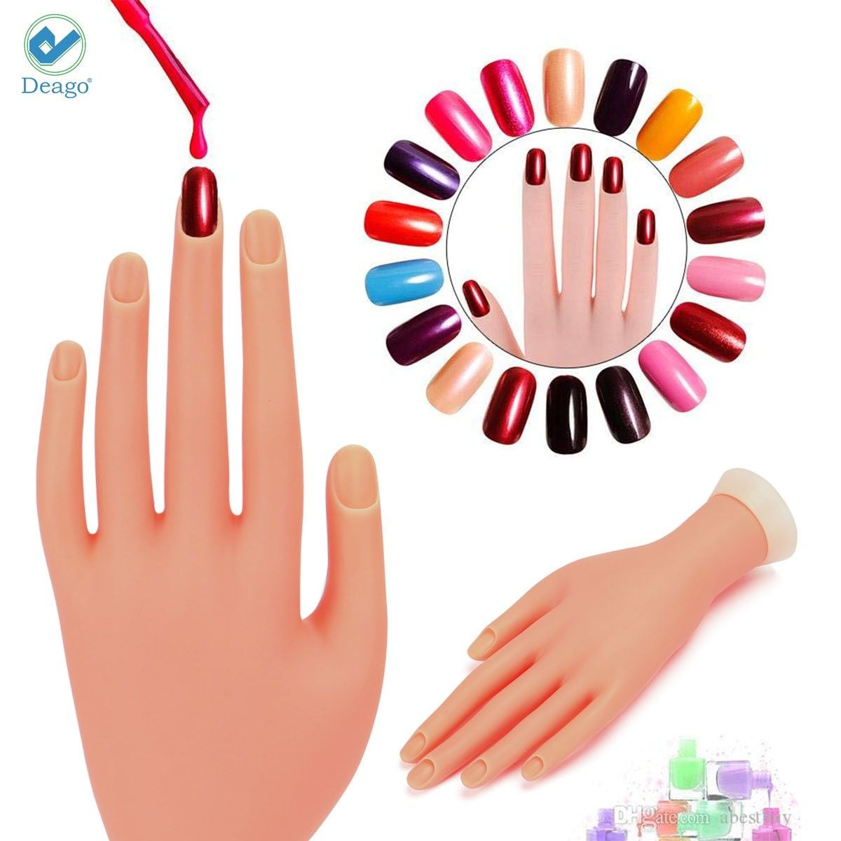 Deago Nail Art Training Hand Flexible Movable Fake Hand Manicure