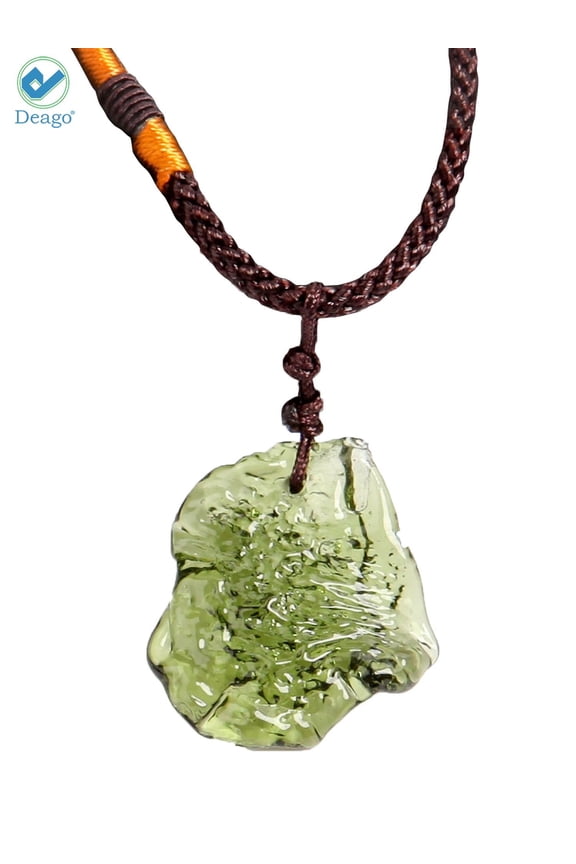 Natural Crystal Green Gem Moldavite Meteorite Glass Necklace Pendant Stone + Box
