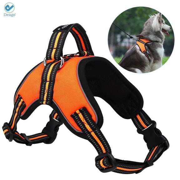 Deago No Pull Dog Harness Reflective Adjustable Outdoor Pet Collars Harness Easy Control Handle for Small Medium Large Dogs