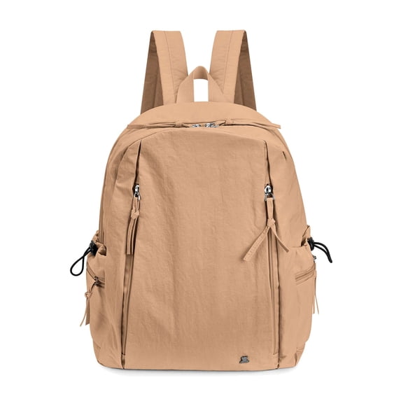 Deago Nylon Backpack for Women & Men Casual Lightweight Daypack Basic Backpack for High School College Students Travel Laptop Bag, Khaki