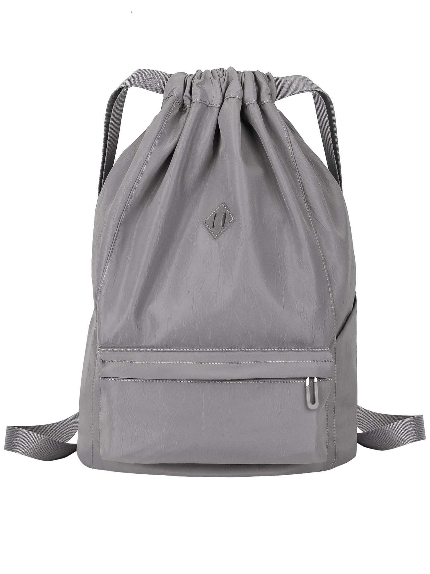 ◆DEINET◆ D STITCH PADDING GYM SACK IN SILVER Deago Nylon Drawstring Backpack Sports Gym Bag for Men Women