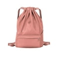 thumbnail image 1 of Deago Nylon Drawstring Backpack Sports Gym Bag for Men Women Waterproof String Sackpack Cinch Sack for Travel with Zipper & Side Pockets "Pink", 1 of 7