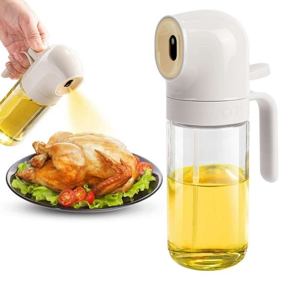 Deago Oil Sprayer for Cooking, 250ml/8.4oz Glass Olive Oil Dispenser Spray Bottle for Kitchen, Food-grade Oil Mister for Air Fryer, Salad, Frying, BBQ (White)
