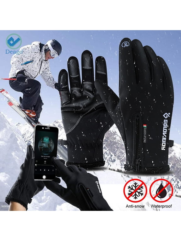Outdoor Winter Snow & Ski Gloves Waterproof Thermal Palm Touchscreen Gloves with Wrist Band