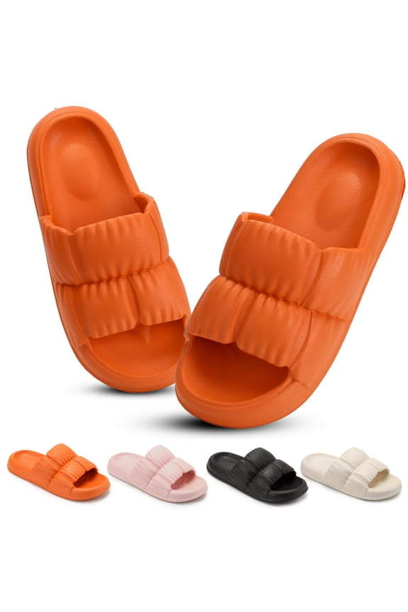 Pillow Slippers Clouds Slides for Women Men Non-Slip Open Toe Quick Drying Bathroom Shower Slippers for Indoor Outdoor