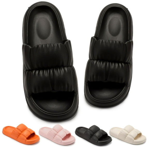 Deago Pillow Slippers Clouds Slides for Women Men Non-Slip Open Toe Quick Drying Bathroom Shower Slippers for Indoor Outdoor