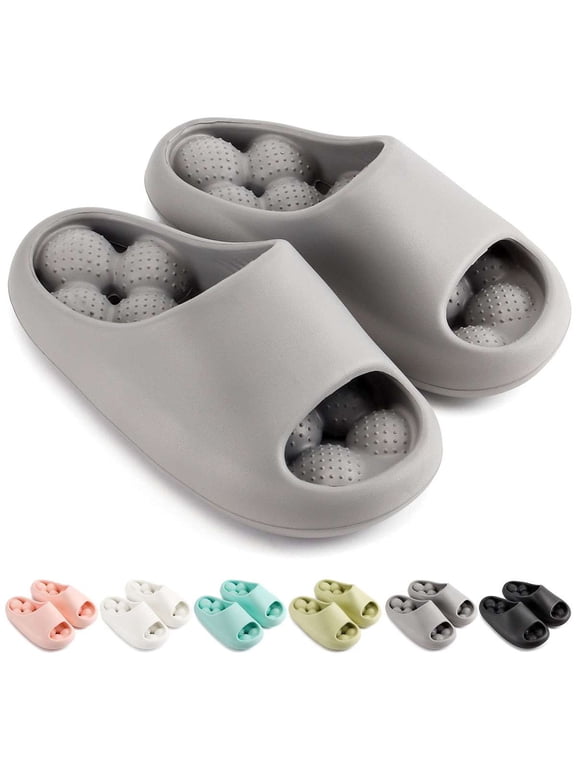Pillow Slippers for Women and Men Massage Bubble Clouds Slippers Non-Slip Bathroom Shower Sandals Ultra Cushion Thick Sole