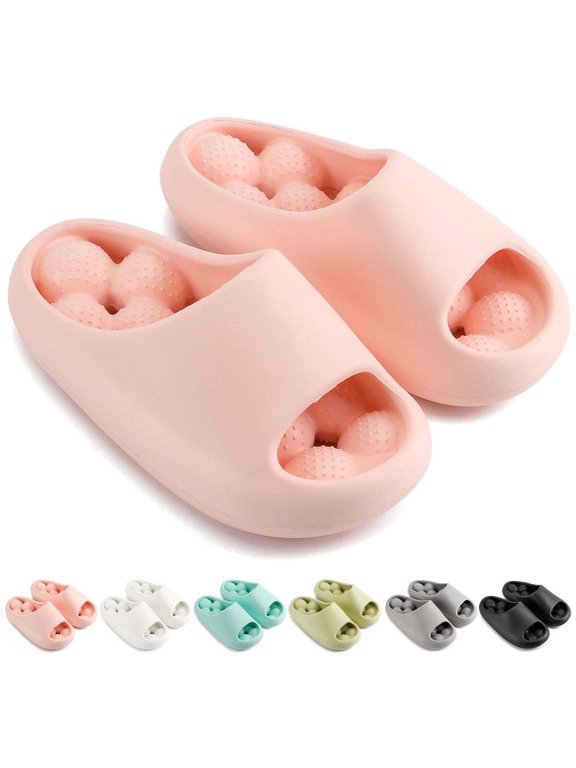Pillow Slippers for Women and Men Massage Bubble Clouds Slippers Non-Slip Bathroom Shower Sandals Ultra Cushion Thick Sole