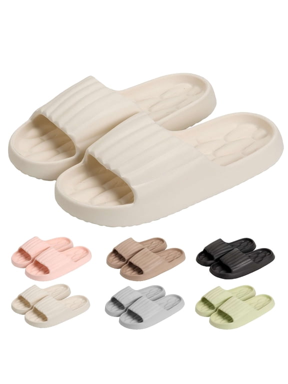 Pillow Slippers for Women and Men Massage Thick Sole Non Slip Quick Drying Shower Shoes House Slides Bathroom Sandals for Indoor and Outdoor
