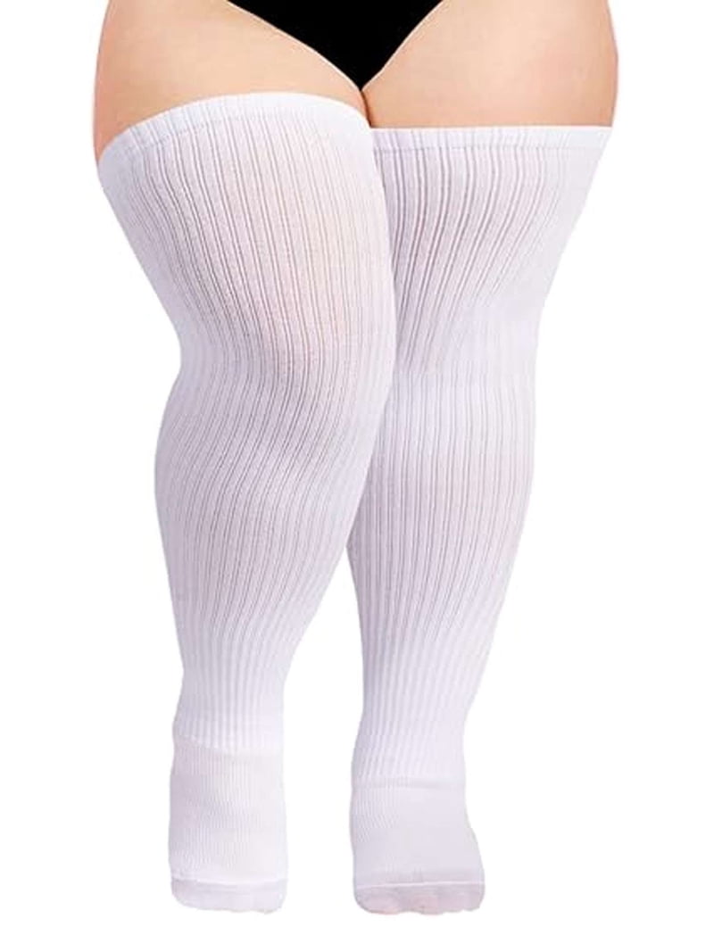 Thigh High Plus Size Womens Socks For Thick Thighs- Extra Long Striped Thigh High Socks For Women
