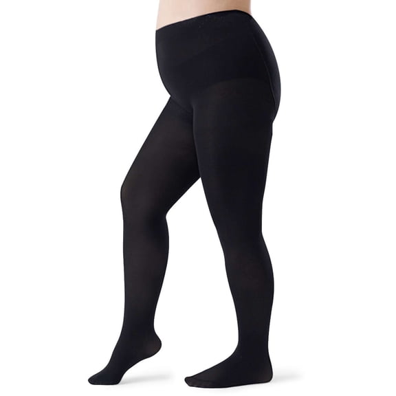 Deago Plus Size Tights for Women 120D Soft Solid Color Semi Opaque Pantyhose High Waist Control Top (Black)