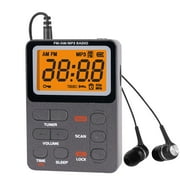 Deago Portable AM FM Pocket Radio with Digital Tuning LCD Display, Rechargeable Mini Radio with MP3 Player and Stereo Earphone for Walking, Jogging