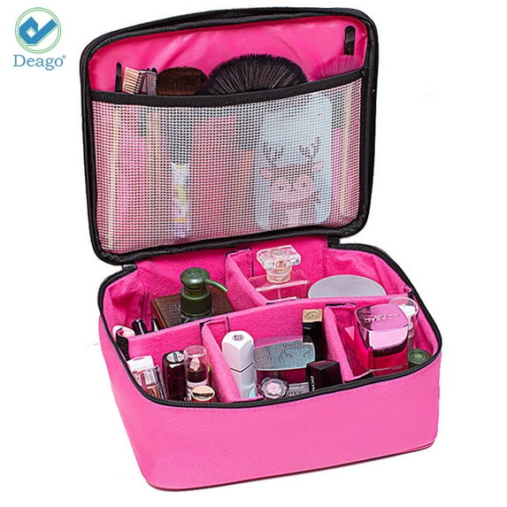Deago Portable Makeup Cosmetic Case Train Travel Organizer Mini Artist Bag, Rose, 10.3"