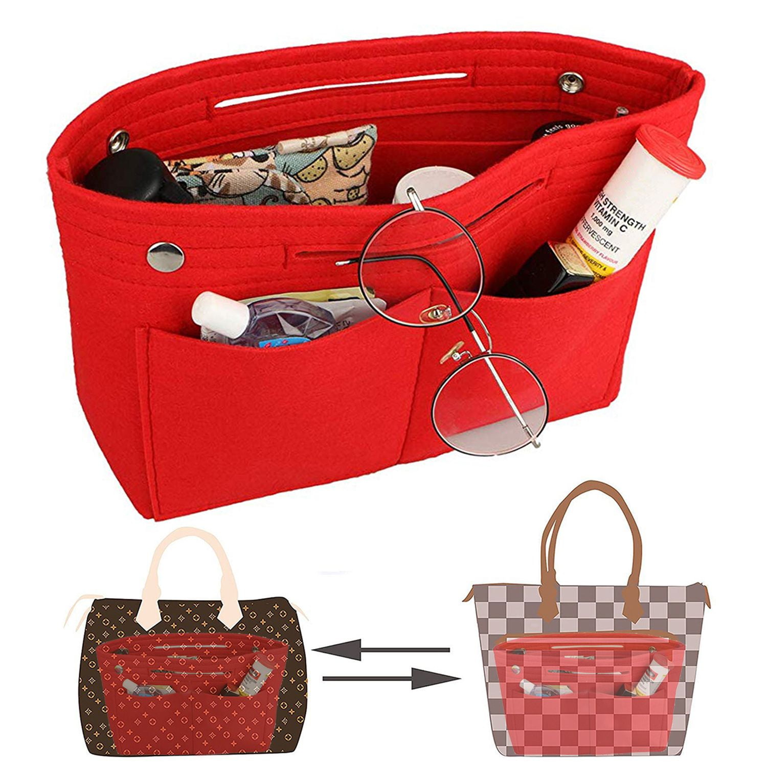 Deago Portable Purse Handbag Organizer Felt Makeup Cosmetic Storage Pouch  Insert Liner Bag in Bag 