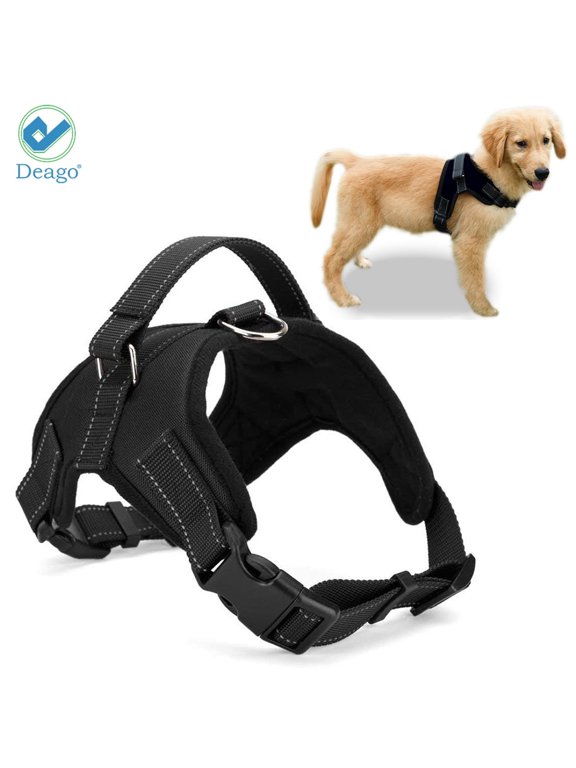 No Pull Dog Harness Reflective Safety Pet Vest Adjustable Dog Harness With Handle for Small/Medium/Large dogs Outdoor Training Walking Traveling "Black" "Size XXL"