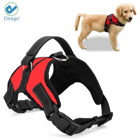 Deago No Pull Dog Harness Reflective Safety Pet Vest Adjustable Dog Harness With Handle for Small/Medium/Large dogs Outdoor Training Walking Traveling "Red" "Size L"