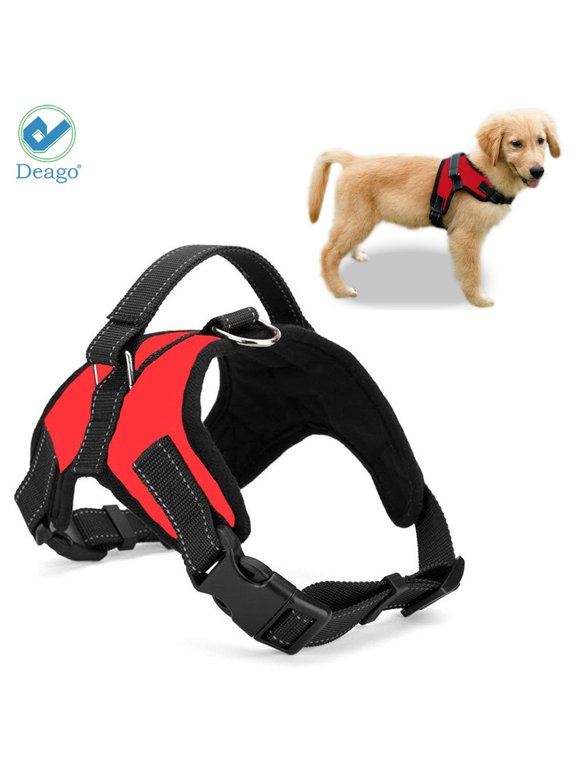 No Pull Dog Harness Reflective Safety Pet Vest Adjustable Dog Harness With Handle for Small/Medium/Large dogs Outdoor Training Walking Traveling "Red" "Size L"
