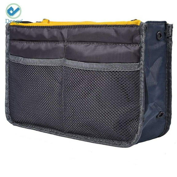 Deago Purse Organizer Insert for Handbags Bag in Bag Organizers Inside Tote Pocketbook Women Nurse Nylon 14 Pockets (Gray)