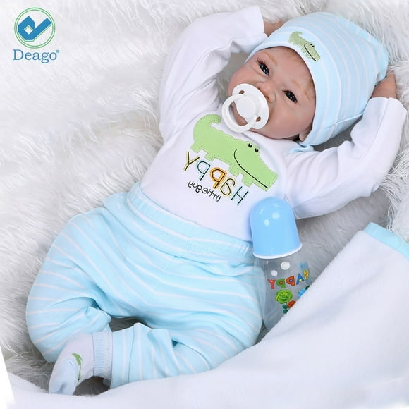 Deago Reborn Lifelike Baby doll Realistic Soft Vinyl Weighted 22 inch Cute Baby Boy Doll Gift