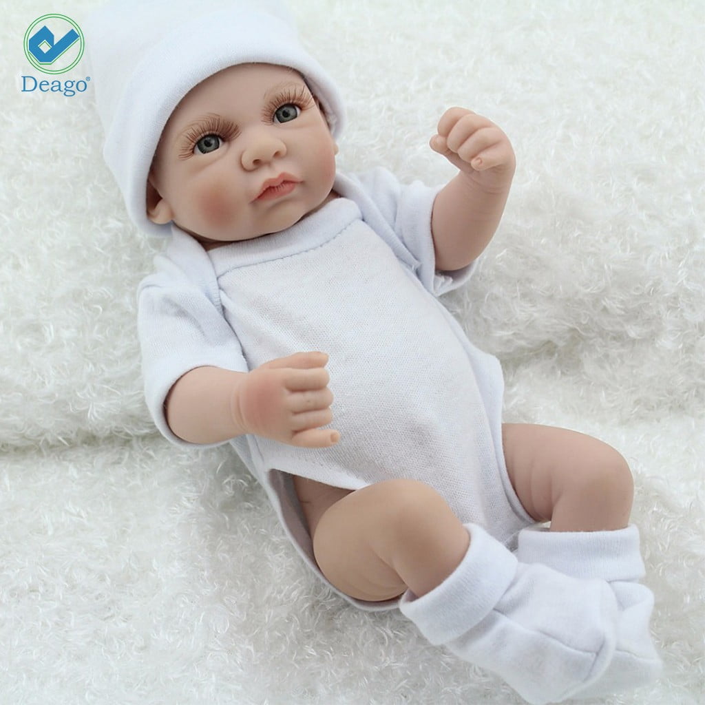 Deago Reborn Newborn Baby Realike Doll Handmade Lifelike Silicone Vinyl Weighted Alive Lovely Cute Doll Gifts 11" (Boy)