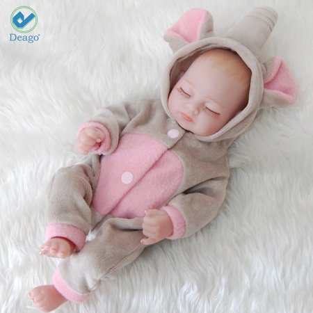 Deago Reborn Newborn Baby Realike Doll Handmade Lifelike Silicone Vinyl Weighted Alive Lovely Cute Doll Gifts 11" (Girl)