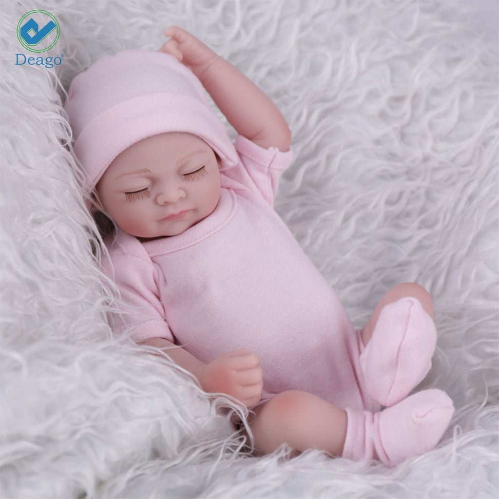 Deago Reborn Newborn Baby Realike Doll Handmade Lifelike Silicone Vinyl Weighted Alive Lovely Cute Doll Gifts 11"