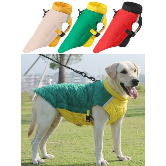 Deago Reflective Waterproof Dog Winter Coat Cold Weather Windproof Warm Dog Jacket Pet Vest for Small Medium Large Dogs (Green, 5XL)