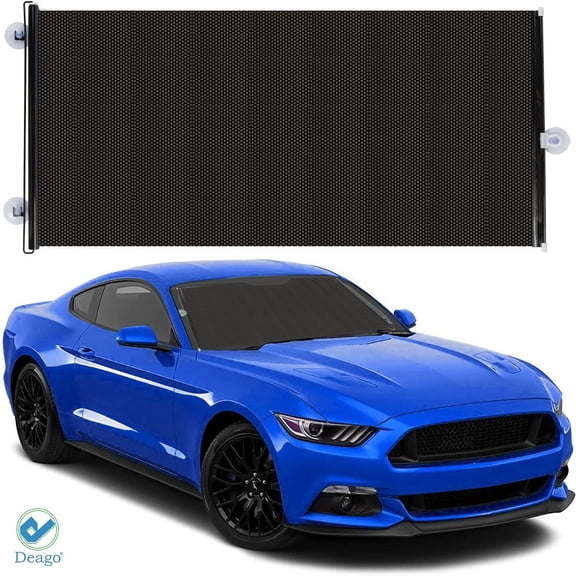 Deago Retractable Windshield Sun Shade for Car UV Rays Reflector Auto Front Window Sun Shade Visor Shield Cover to Keep Vehicle Cool (Black, 49" x 20")