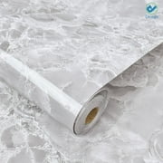 Deago Self Adhesive Peel and Stick Waterproof Marble Gray Wallpaper 23.6" x 118" Film Thick Contact Paper for Kitchen and Bathrooms Countertops Cabinets
