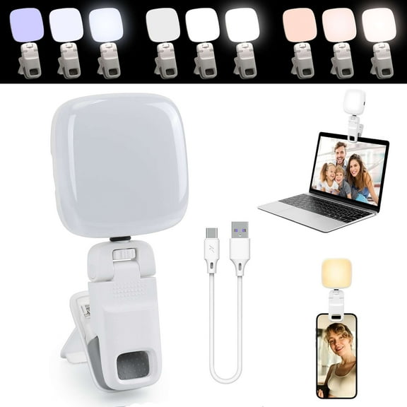 Deago Selfie Light, Rechargeable LED Clip on Phone Light for iPhone, Camera, Computer, Laptop, Portable Makeup Light for TikTok, Zoom Calls and Videos Conference, 3 Lighting Modes