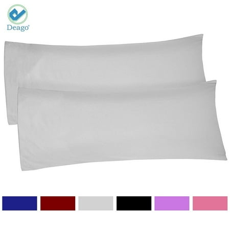 Deago Set of 2 Ultra Soft Long Pillow Cases Body Pillowcases Cover Envelope Closure For Adults Pregnant Women 20" x 55" (Gray)