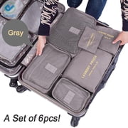 Deago Set of 6 Travel Storage Bags Clothing Sorting Packaging Cubes Compression Luggage Organizer Pouch Gray