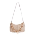 thumbnail image 1 of Deago Shoulder Bag for Women Boho Seashell Pearl Beaded Straw Beach Bag Cute Hobo Handbags Retro Clutch Underarm Purse (Khaki), 1 of 9