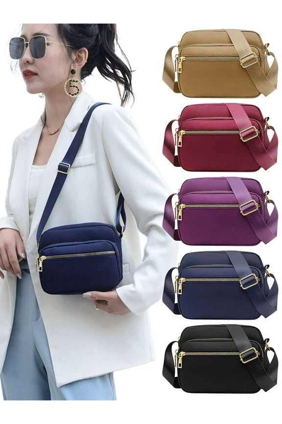 Shoulder Bags for Women Nylon Crossbody Bags Waterproof Lightweight Messenger Purses and Handbags (Black)