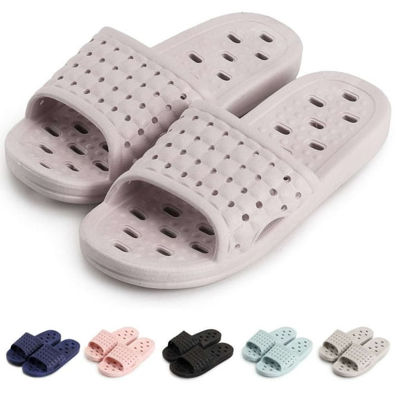 Deago Shower Shoes Slide Cloud for Women and Men Bath Slipper Sandal Bathroom House Non-Slip Quick Drying with Drain Holes