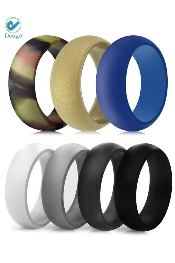 Silicone Rings For Men Sport Rubber Wedding Bands 7 Pack (1.5mm Thick) Size 11