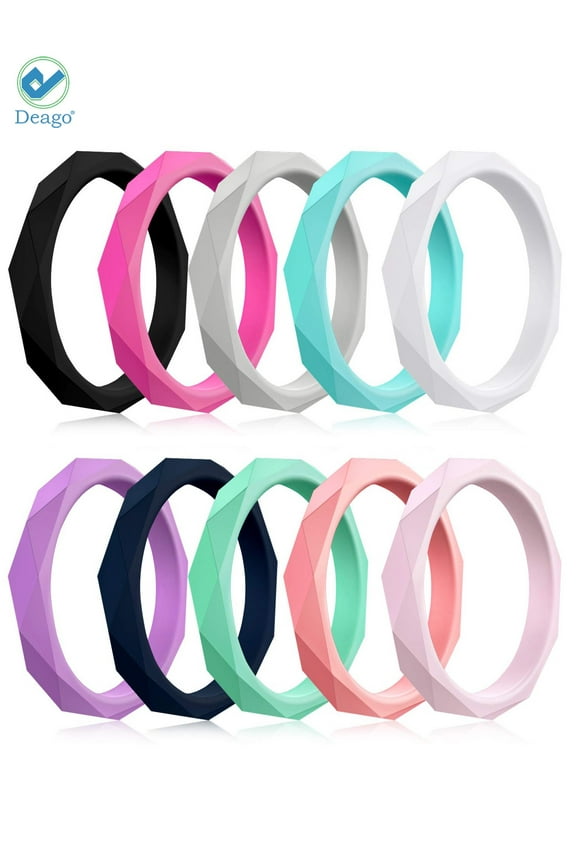 Silicone Wedding Rings Thin and Stackble Rubber Bands For Sport Club Party (Size 8)