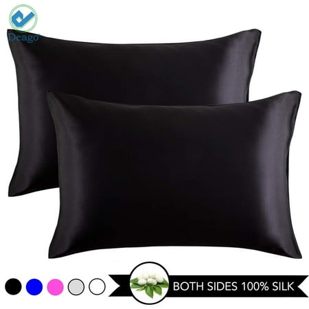 Deago Silk Pillowcases for Hair and Skin with Envelope Closure Pillow cases Soft Satin Pillow Covers (Standard 20×30inch, Set of 2)
