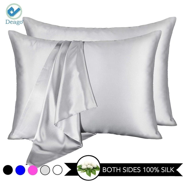 Deago Silk Pillowcases for Hair and Skin with Envelope Closure Pillow cases Soft Satin Pillow Covers (Standard 20×30inch, Set of 2)