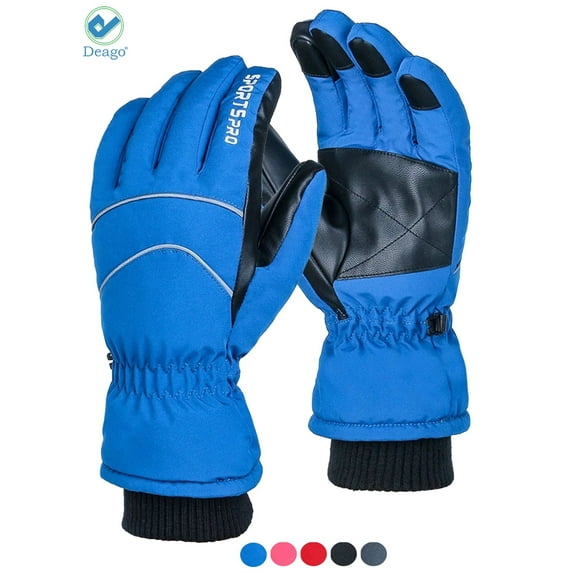 Deago Ski Gloves Waterproof Touchscreen Snowboard Gloves, Warm Winter Snow Gloves for Cold Weather, Fits Both Men & Women (Blue, M)