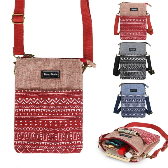 Deago Small Canvas Cell Phone Purse, Casual Crossbody Wallet for Women, Lightweight Shoulder Bag with Adjustable Strap (Blue)