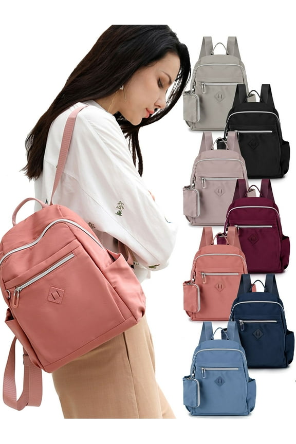 Small Nylon Backpack Waterproof Mini Casual Lightweight Daypack Travel Bag for Women (Black)