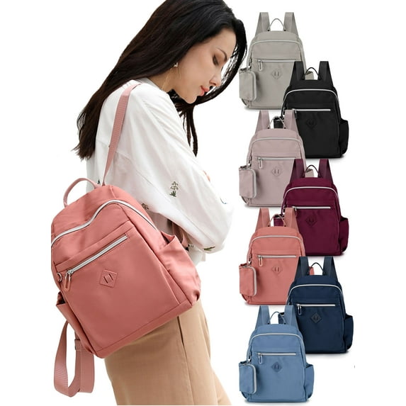 Deago Small Nylon Backpack Waterproof Mini Casual Lightweight Daypack Travel Bag for Women (Red)