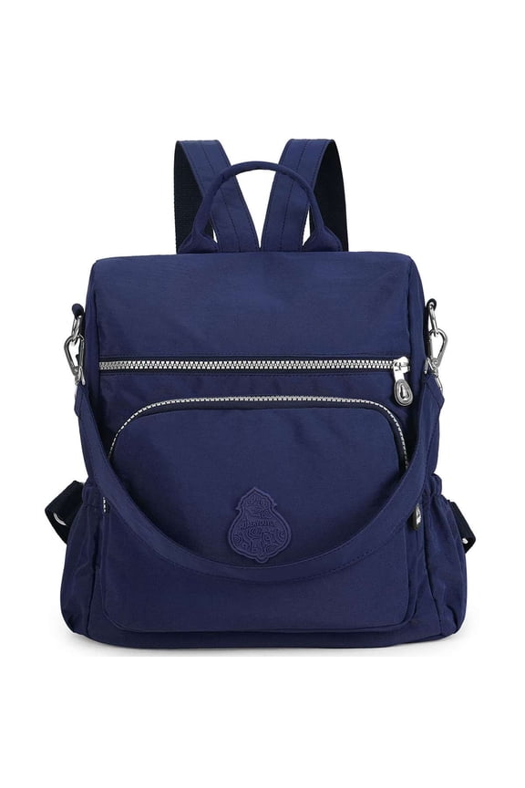 Small Nylon Travel Backpack Purse Waterproof Shoulder Bag Casual Lightweight Daypack for Women (Navy)