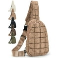 thumbnail image 1 of Deago Small Puffer Sling Bag for Women Quilted Fashion Waist Packs Puffy Crossbody Bag Fanny Pack Chest Bag for Travel (Khaki), 1 of 9