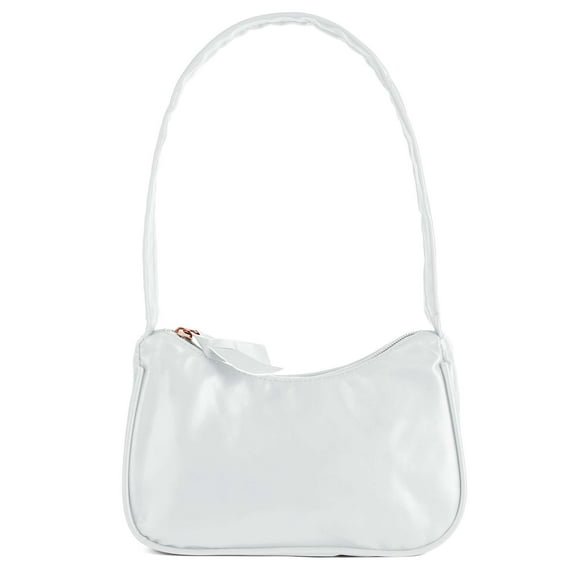 Deago Small Shoulder Bags for Women Cute Hobo Tote Handbag Mini Clutch Purse with Zipper Closure (White)