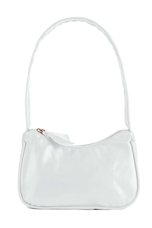 Small Shoulder Bags for Women Cute Hobo Tote Handbag Mini Clutch Purse with Zipper Closure (White)