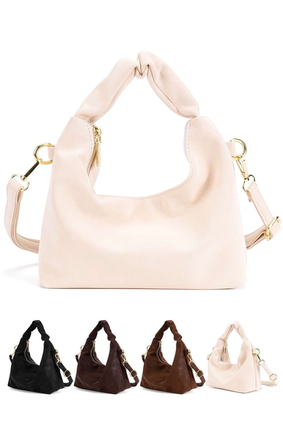 Small Tote Bag for Women PU Leather Crossbody Shoulder Bag Fashion Satchel Purse Top Handle Hobo Bags Handbags with Adjustable Strap (White)