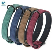 Deago Soft Padded Leather Dog Collar Adjustable & Durable Pet Collars for Small Medium Large Dogs Puppy Cat (Brown, L)