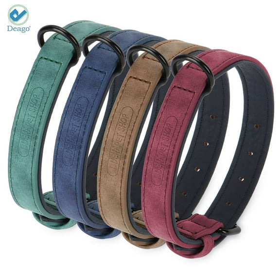 Deago Soft Padded Leather Dog Collar Adjustable & Durable Pet Collars for Small Medium Large Dogs Puppy Cat (Red, XL)
